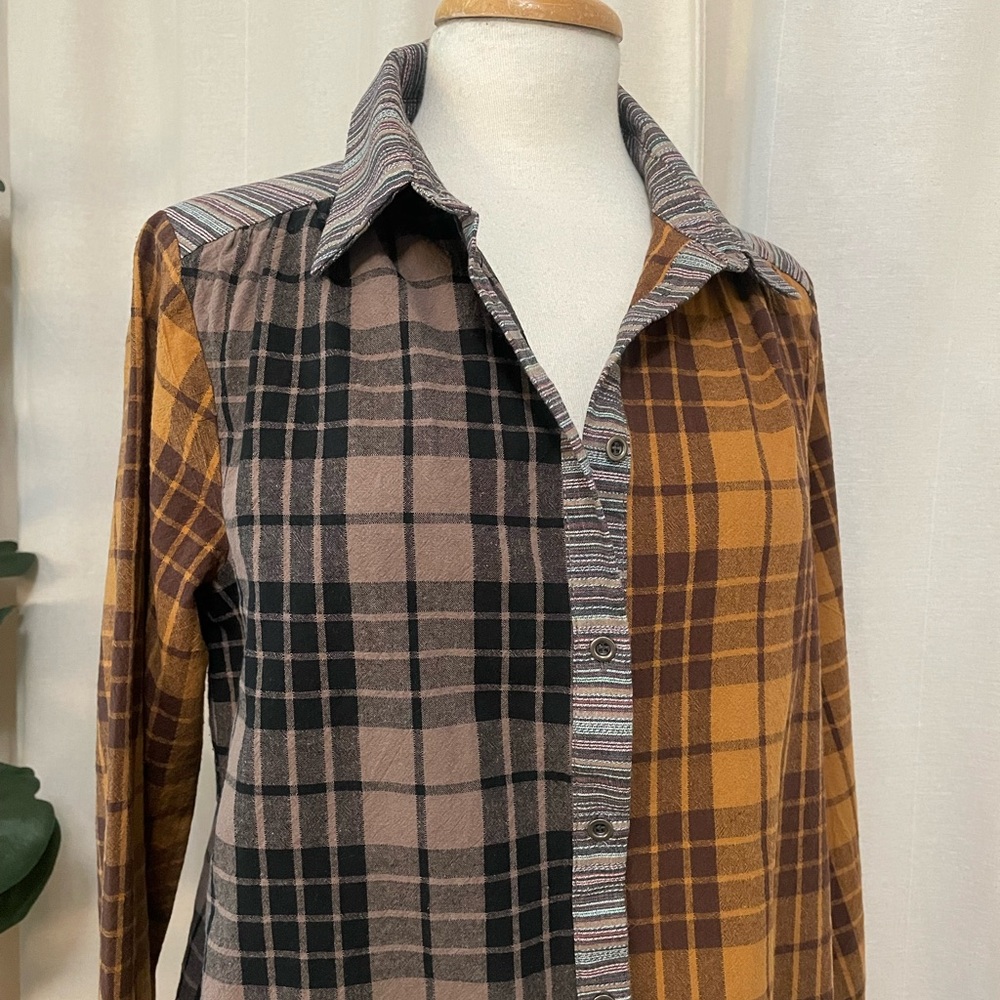 Savanna Jane Mixed Print Patchwork Buttondown - image 1